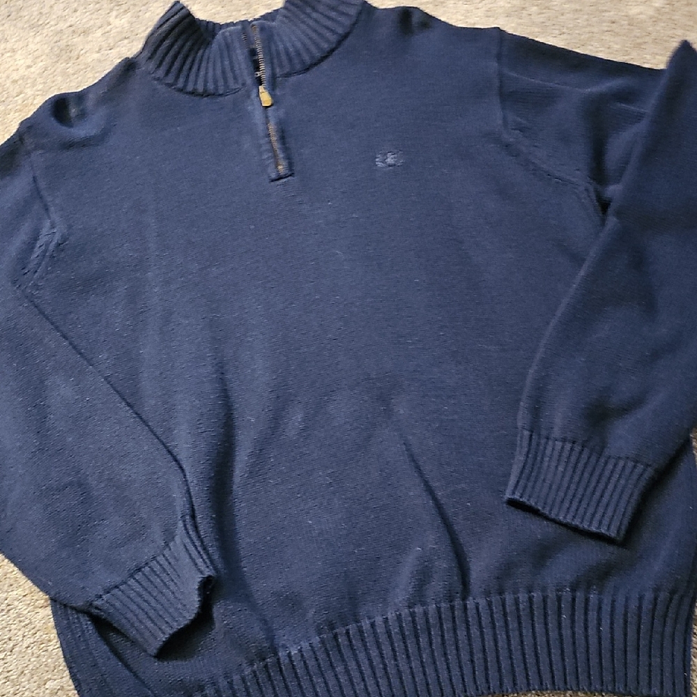 H5🔹️Izod Men's Dark Blue Zip-Up Sweater